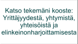 Katso tekemäni kooste: Yrittäjyydestä, yhtymistä, yhteisöistä ja  elinkeinonharjoittamisesta